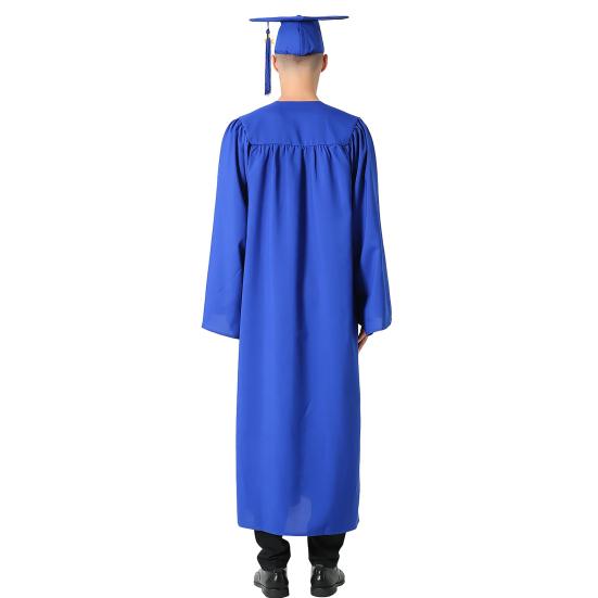 Bachelor Uniform with Hat V Neck Knee Length Long Sleeve Hidden Button Liberal Arts Student Graduation Robe Doctor Master Graduation Party Clothes