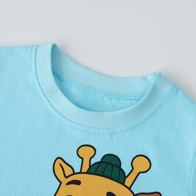 Little maven Children's Clothes Baby Boys 2026 New Summer Kids Clothes Korean Children's Clothing Cartoon Giraffe T-shirts