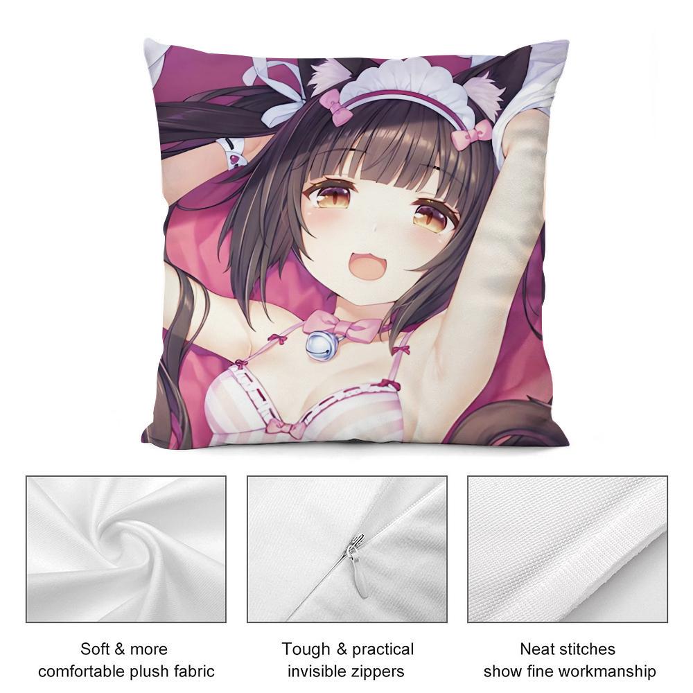 Chocola Nekopara Аниме Наволочка Двусторонняя Удобная Наволочка Подходит для Автомобиля Дивана Спальни и Других Сцен