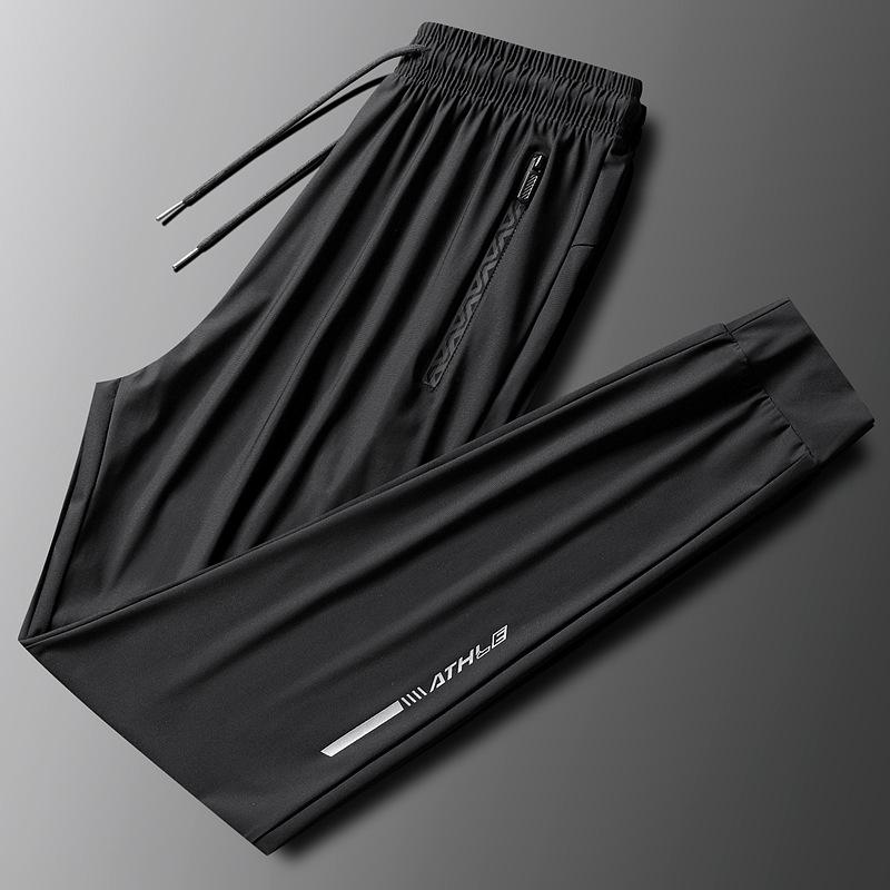 Мужские спортивные брюки больших размеров из ледяного шелка, быстросохнущие, летние