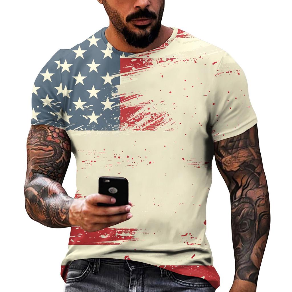 Принт «День независимости» — мужская повседневная футболка с круглым вырезом и короткими рукавами