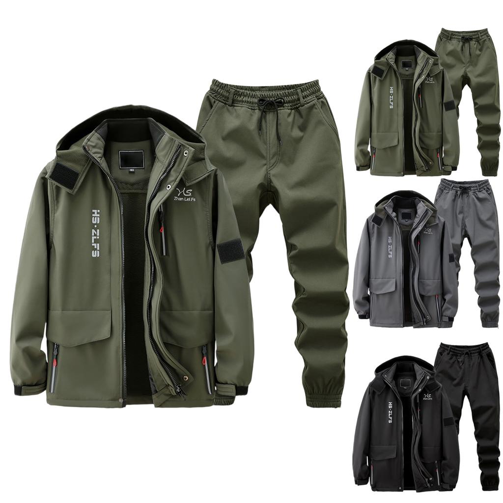 Men's Fleece Jacket Suit Windproof And Waterproof Outdoor Cold Proof Warm Cotton Jacket Thickened Suit