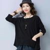 Летняя женская футболка большого размера с длинным рукавом, повседневный свободный пуловер, однотонная рубашка