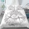 Dragonfly Quilt Cover Set Plant Flower Soft Comfortable Bedding Down Quilt Cover Three-Piece Set