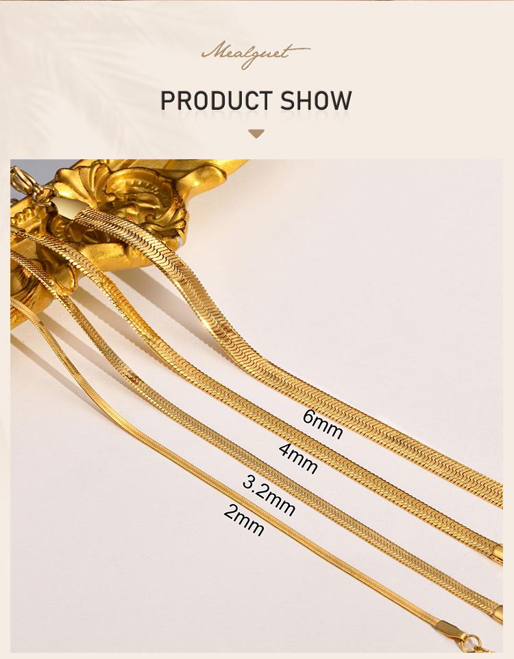 Herringbone Snake Chain Bracelet For Women ,18k Gold Plated Link Adjustable Stainless Steel Width 2/3/4mm