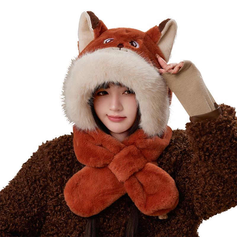 Zootopia Nick Fox Windproof Snood: Winter Cartoon Warm Hat & Ear Muffs Combo