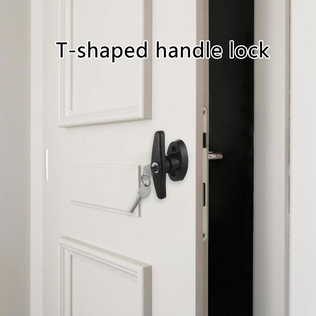 Сверхпрочный черный набор дверной ручки-замка для сарая с удлиненным стержнем и ключом, простой для сараев и игровых домиков