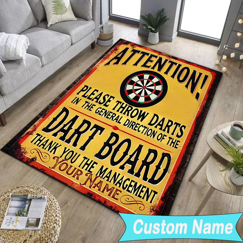 Custom NameThrow darts Printed Carpet, Indoor Rug, Chair Rug, Living Rooms, Doormat Made From Polyester Home Decor Birthday Christmas Gifts