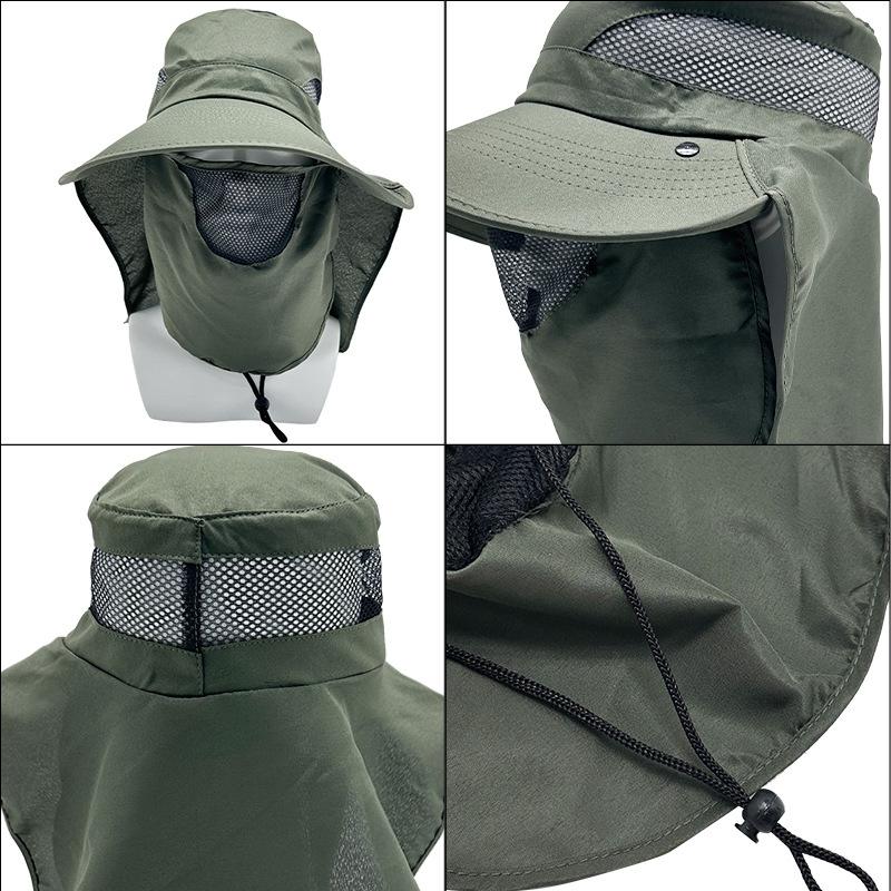 Summer Outdoor Sun Hats for Men Women Removable Hunting Fishing Sun Cap Hiking Camping Visor Wide-Brimmed Hat Fisherman Hat