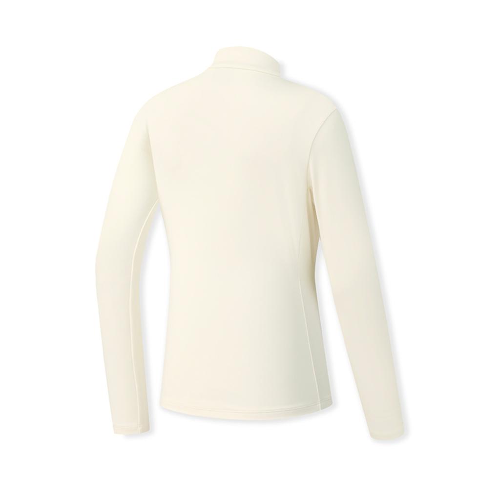 Fila Explorer Fashion Casual Outdoor Versatile Slim Fit Elastic Half Zip Knit Long Sleeve T-Shirt Women Tops Dew-White A11W547203FIV