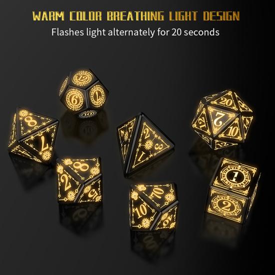 7 шт./компл. светодиодные игральные кости Type-C перезаряжаемые светящиеся многосторонние игральные кости теплое свечение D4