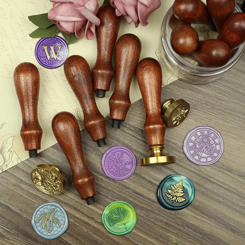 Retro Wax Seals Tool DIY Wooden Fire Paint Handle Handmade Vintage Wax Sealing Handle Envelope Scrapbooking Supplies