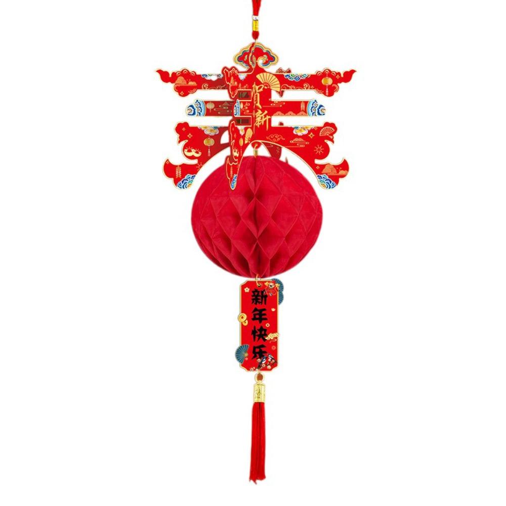 3pcs Long Tassel Chun Character Lantern Pendant Honeycomb New Year Door Hanging Ornaments  Chinatown