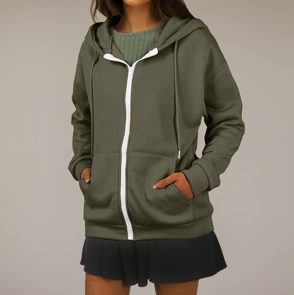 Женская толстовка с капюшоном, однотонная, с длинными рукавами, свободная спортивная куртка с капюшоном