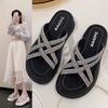 Internet Celebrity Platform Slippers Women's 2024 New Summer Fashion Versatile Wear Wedge Heel Sponge Cake Beach Cool Slippers