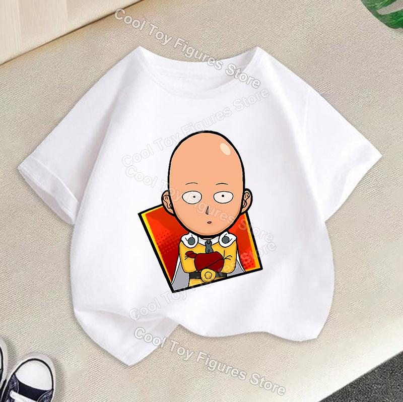 One Punch Man Series Boy Girl Short Sleeve Tops Summer Kids Tshirt Cartoon Saitama Merch Cute Child Casual Clothes Birthday Gift