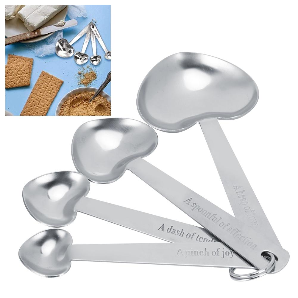 Мерные ложки из нержавеющей стали в форме сердца, совок, инструмент для выпечки, кухонная утварь
