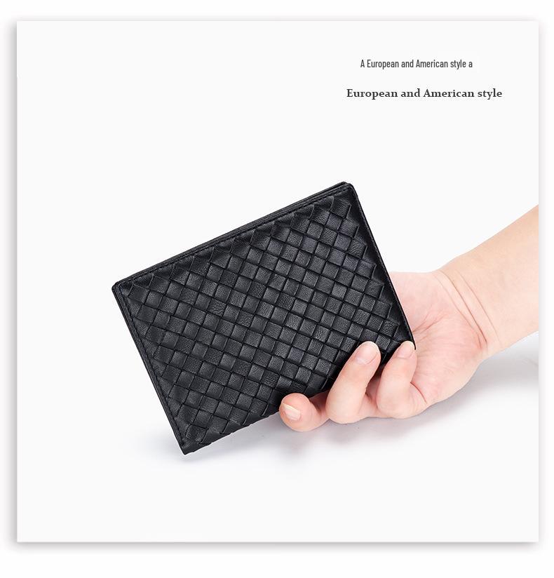 Sheepskin Woven Passport Holder: Women's Genuine Leather Multi-Card Slot Vertical Wallet