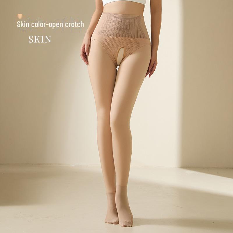 Колготки Flower Fairy Warm Nude Plus Velvet Open Crotch - Леггинсы большого размера для осени и зимы