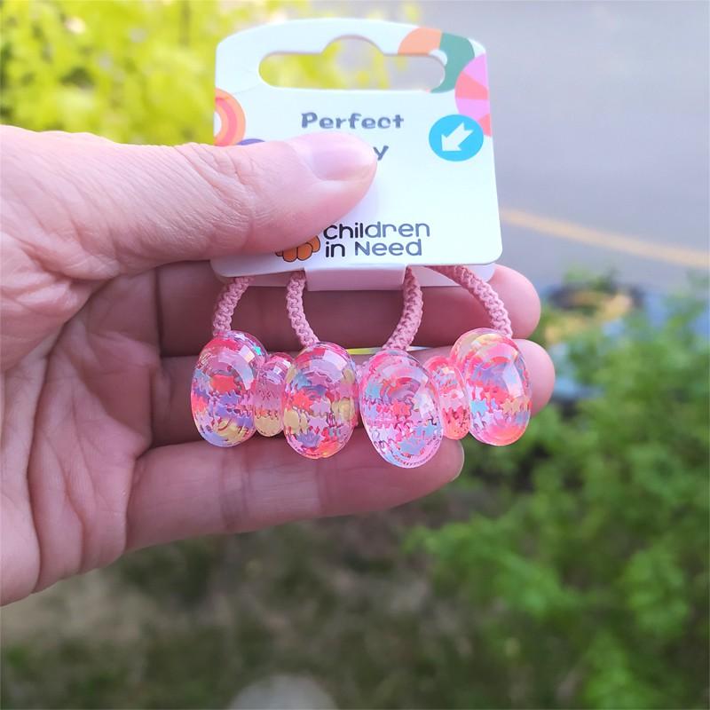 Милые мультяшные эластичные резинки для волос для детей с дизайном звезды, цветка и винограда - 2 штуки