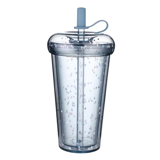 Герметичная чашка для холодного кофе, многоразовая прямая пипеточная чашка со встроенными соломинками, двухстенный изолированный стакан для холодного кофе, мультяшная чашка для питья