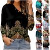 Women's Blouses Dressy Casual  Fashion Pleated Cross Neck T-Shirts With Button Collar Tunic Tops T-Shirt Pullover Tops