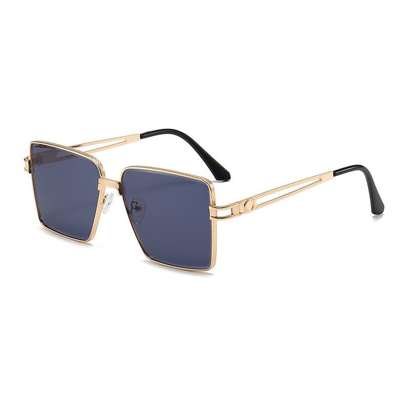 Fashionable Uv400 Black Lens Gold Frame Gradient Sunglasses Women's Oversized Street Snap Eye Glasses
