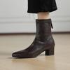 Женские кожаные ботинки на осень и зиму, однотонные, на среднем каблуке, большого размера, новые, универсальные, на задней молнии, резиновая подошва, средней высоты, ботинки Мартин
