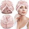 Adjustable Knotted Satin Hair Bonnet Double Layer Hair Wrap Women Hair Care Turban Satin Sleep Hat for Curly Straight Hair