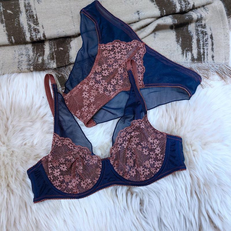 Винтажный комплект нижнего белья Splice, сексуальный, ультратонкий, кружевной, с вышивкой, с бюстгальтером, женский, дышащий, нижнее белье, французское, романтическое