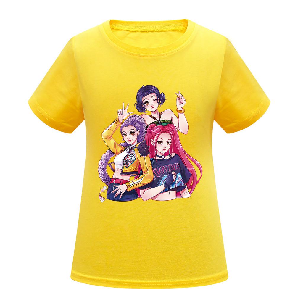 Kids Girls Anime Cartoon K-POP Rumi Zoey Mira Printed Casual Short Sleeves T-Shirt Top