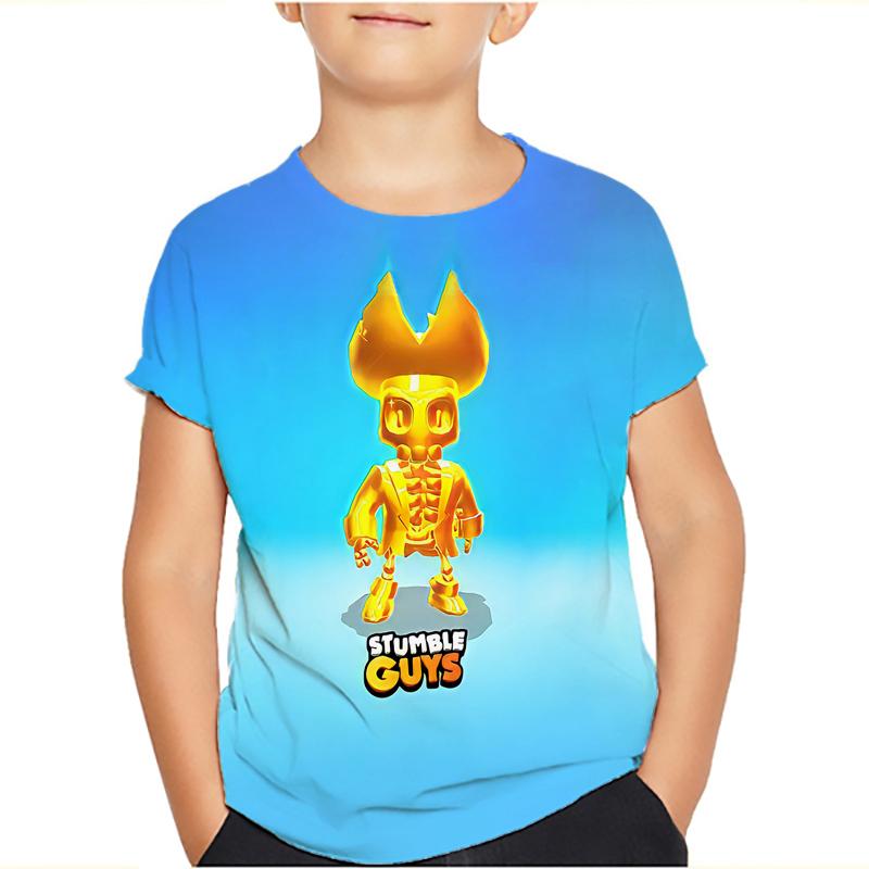 Футболки для детей Stumble Guys Stumble Game Cartoon 3D Print с коротким рукавом для мальчиков/девочек с круглым вырезом, модные футболки для мальчиков, футболки, топы, одежда