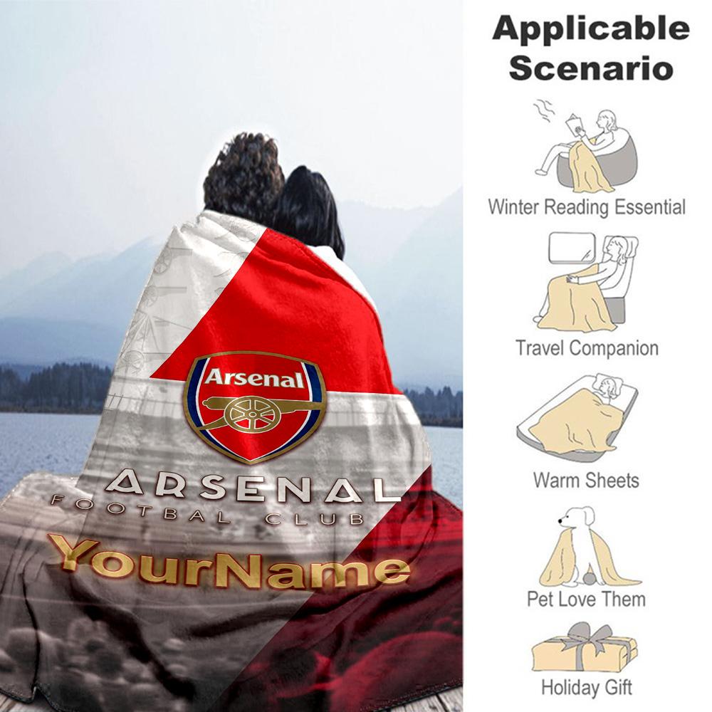 Arsenal Personalized Name Blanket Cozy Personalized Blanket Soft & Cozy for Livingroom Couch Office Chair Bed Ideal for All Seasons