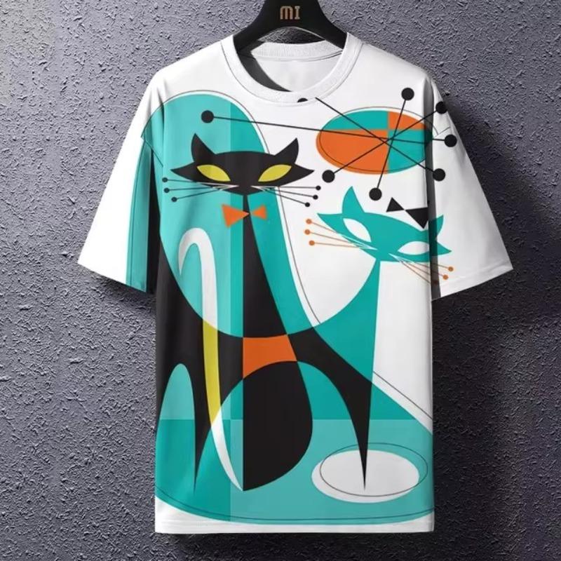 Винтажная футболка Мужская футболка Японская футболка Уличный стиль Лето Круглый вырез Уличная одежда Мода Повседневная рубашка Футболка с 3D-принтом