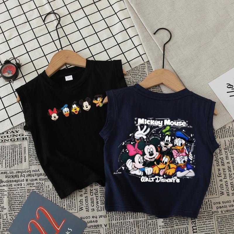 Kids Summer Cotton Sleeveless Vest Boys Girls Baby Thin Printed Top