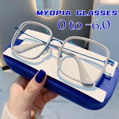 Модные женские очки с защитой от синего света, Оверсайз, Квадратная оправа, Компьютерные очки, Унисекс, Очки для близорукости, Мода