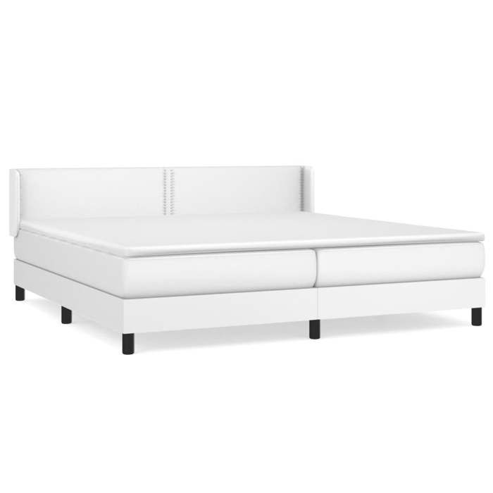 3130740 vidaXL Lit à sommier tapissier avec matelas Blanc 200x200cm Similicuir