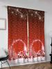 2pcs Luxurious Christmas Curtains With Golden 3D Digital Design Light-Filtering Window Curtain for Living Room, Bedroom, Office,