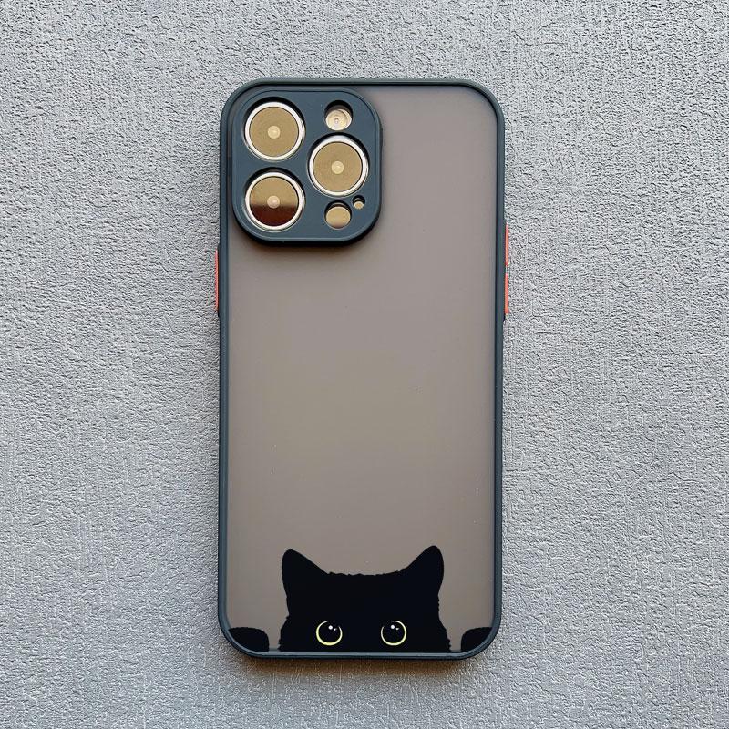 Мультяшный Милый Кот Чехол для Телефона iPhone 11 Чехол iPhone 16 13 15 Pro Max 12 14 Pro Max XS XR X 7 8 SE Ударопрочная Задняя Крышка