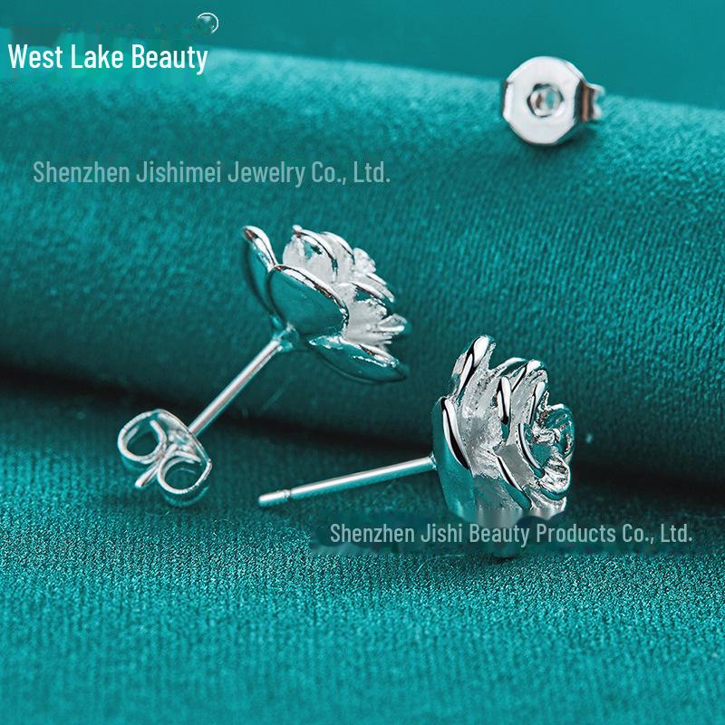Серьги Camellia Silver Rose для женщин - West Lake Beauty