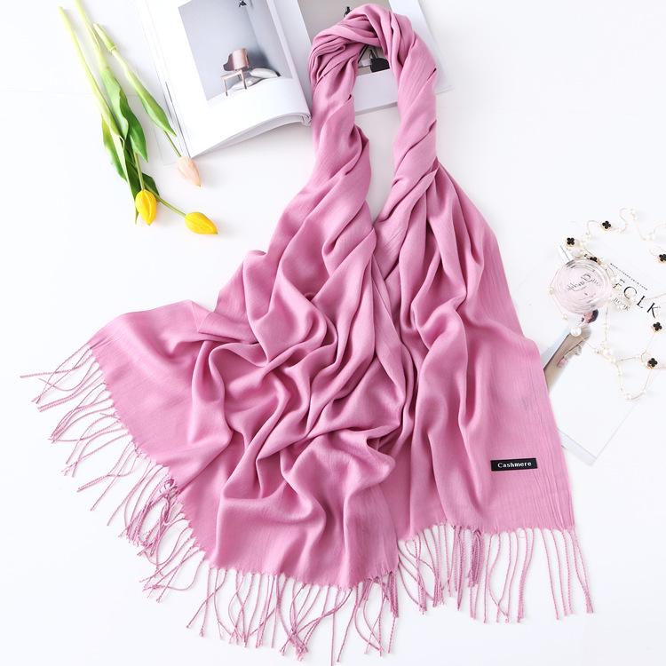 2024 Autumn And Winter New Solid Color Extended Thin Imitation Cashmere Scarf Versatile Warm Neck Protection Scarf Shawl For Women