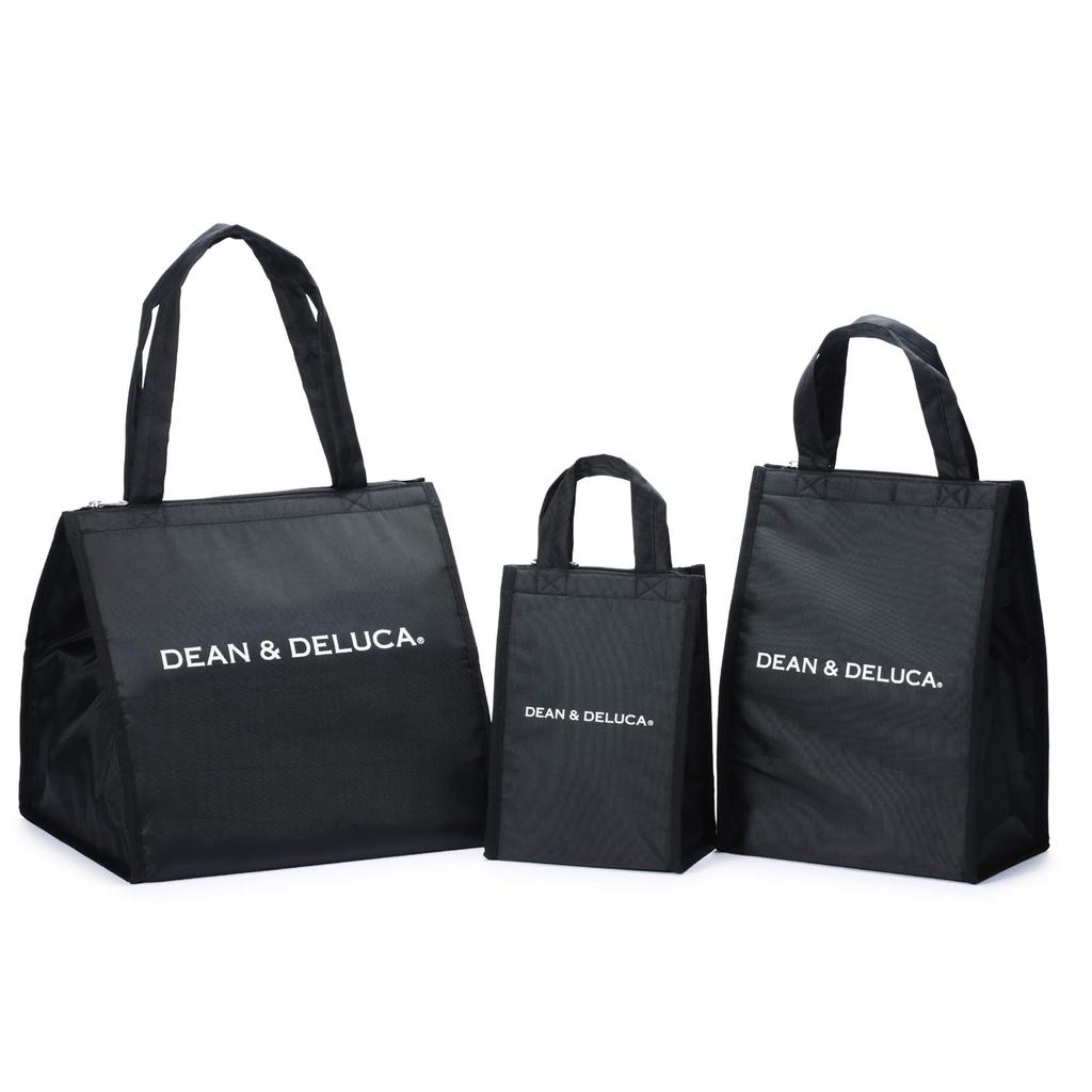 DEAN & DELUCA Cooler Bag, Black, Medium, Insulated Cooler Bag with Zipper, Compact, Perfect for Lunch Boxes