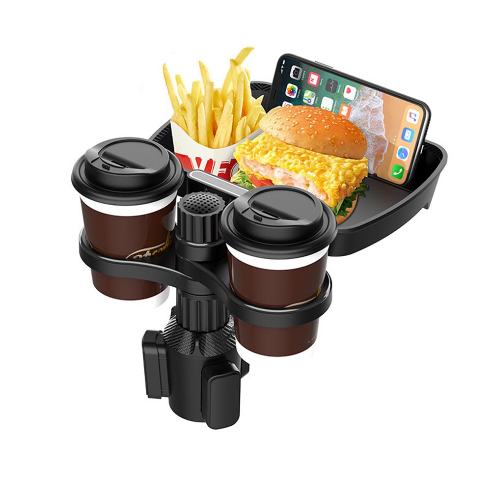 Multifunctional Car Cup Holder With Attachable Tray 360 Swivel Adjustable Car Food Eating Tray Table Auto Cup Holders Expander