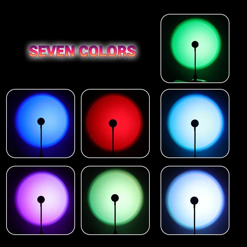 LED Rainbow Neon Night Light USB Sunset Lamp Background Atmosphere Lighting Projector Photography Wall for Bedroom Home Room