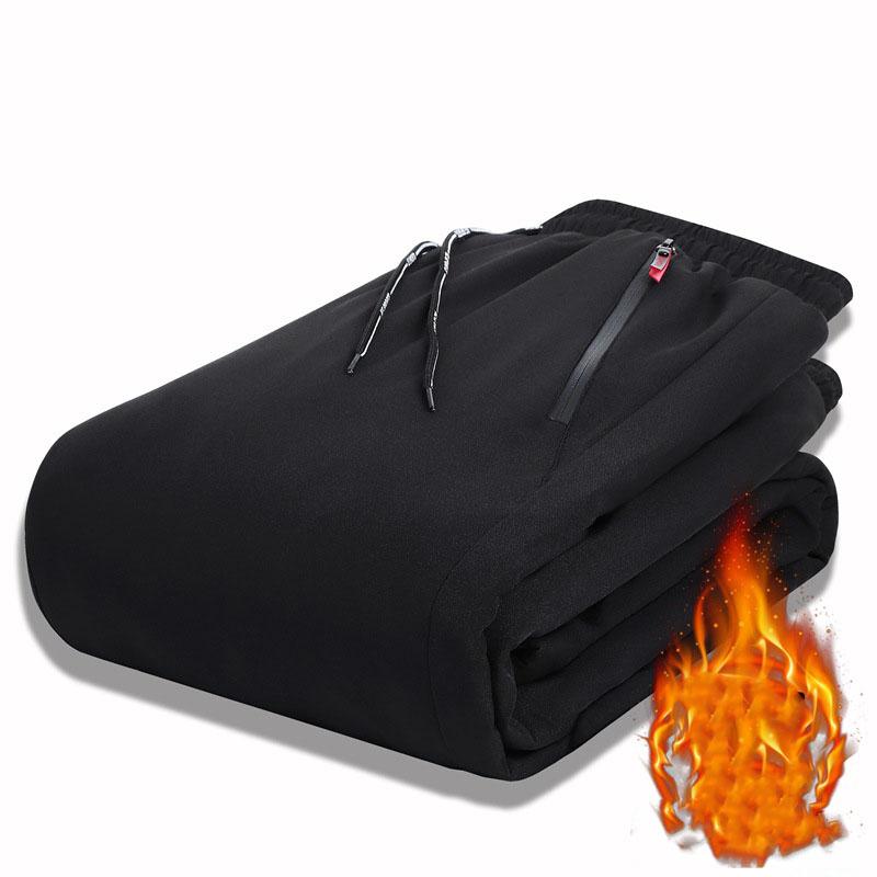 Мужские спортивные штаны осень-зима с эластичным поясом на шнурке и карманами, свободные, теплые, повседневные, утолщенные, плюшевые, ветрозащитные, длинные брюки для бега и тренировок