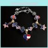 Очаровательные браслеты «Сделай сам» с американским флагом и металлическими подвесками с капельной эмалью для летних праздников