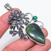 Natural Nephrite, Diopside 925 Sterling Silver Jewelry Pendant 3.03" C1k62