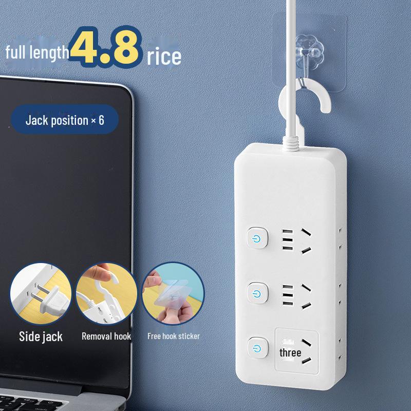 Умный USB Многофункциональный Сетевой Фильтр с Независимым Выключателем и Боковой Вилкой