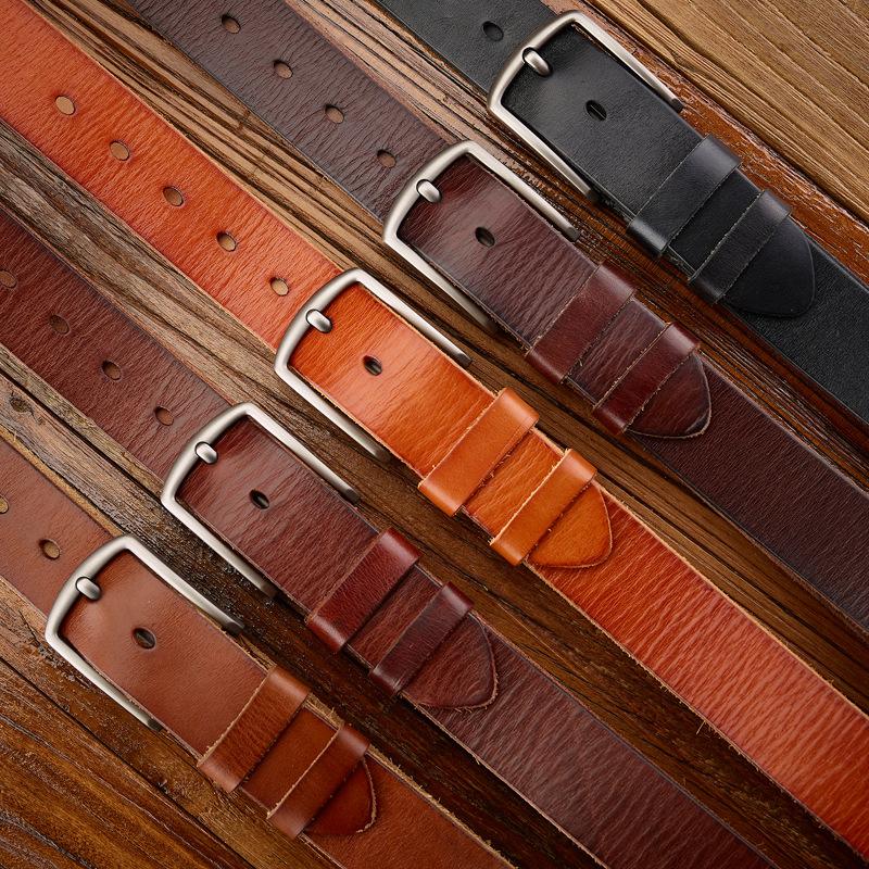 Ремень из коровьей кожи первого слоя в стиле ретро, мужская кожаная натуральная кожа, повседневный универсальный ремень