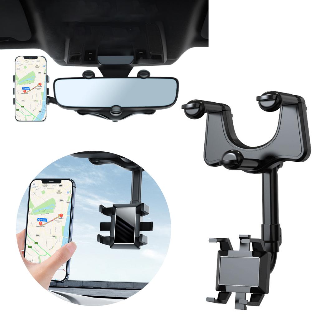 Rearview Mirror Phone Holder for Car Multifunctional Retractable Car Phone Holder 360 Degrees Rotatable